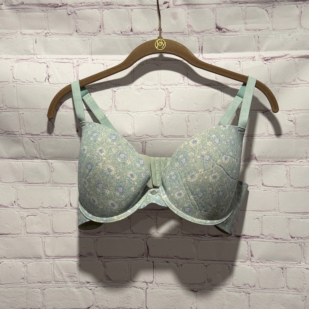 Lucky Brand Sea foam Green and Light Blue Floral Bra Woman’s size 40 C